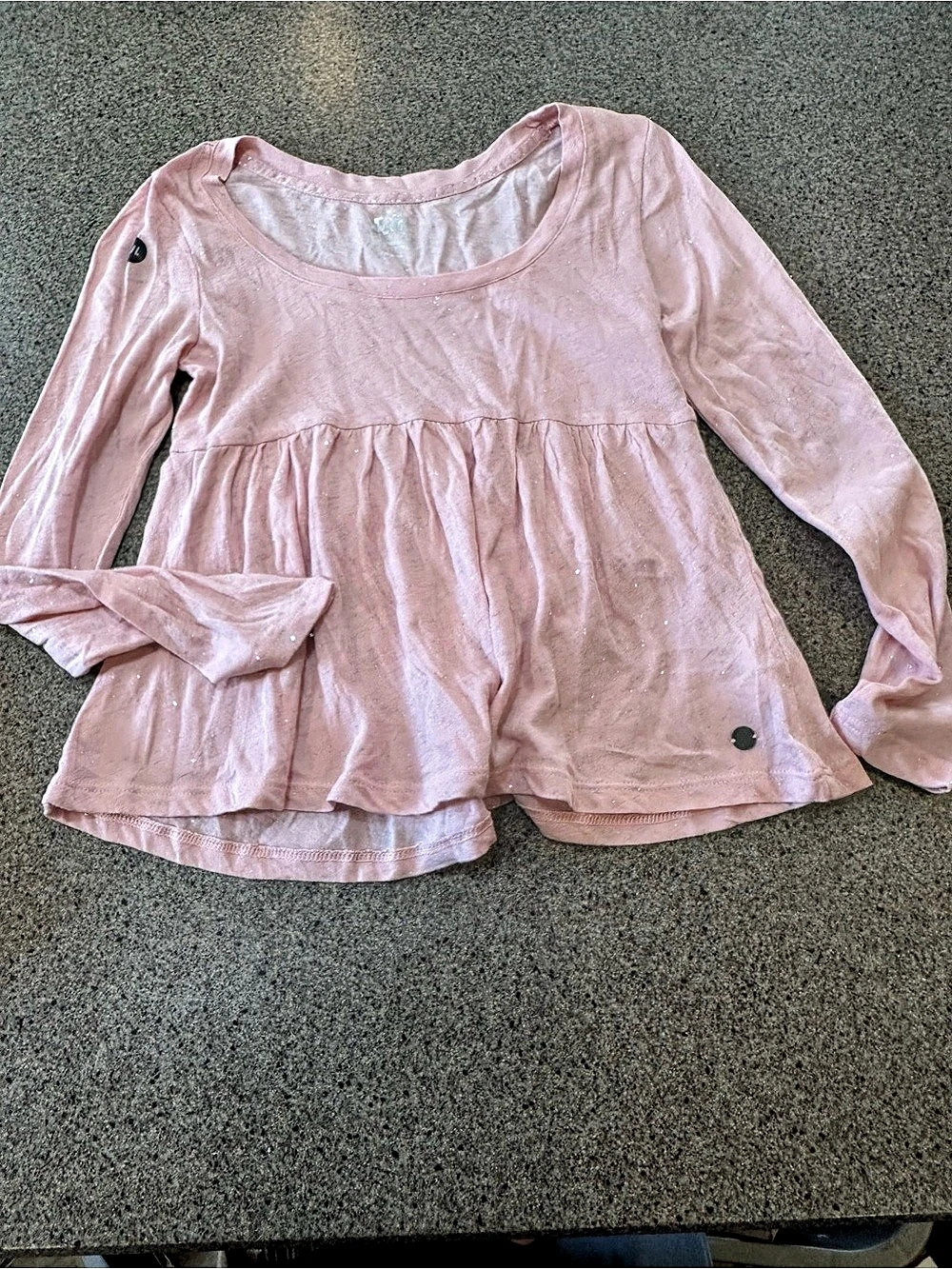 Justice Long Sleeve Peplum Top Girls Size 7 Pink